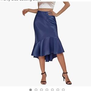 Silky Satin Fishtail Midi Flared Work Party Cutting Skirt (BRAND NEW WITH TAG)